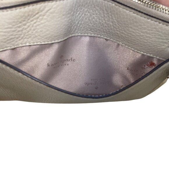 Kate Spade Beige & White Pebbled Leather Front Pocket Leila Crossbody Bag Sz S - Picture 12 of 14